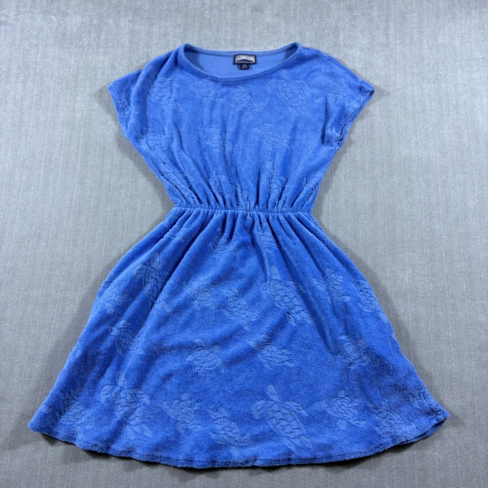 Vilebrequin Dress Girls 10 Blue Sea Turtle Terry Cloth Beach Cover Up Plush
